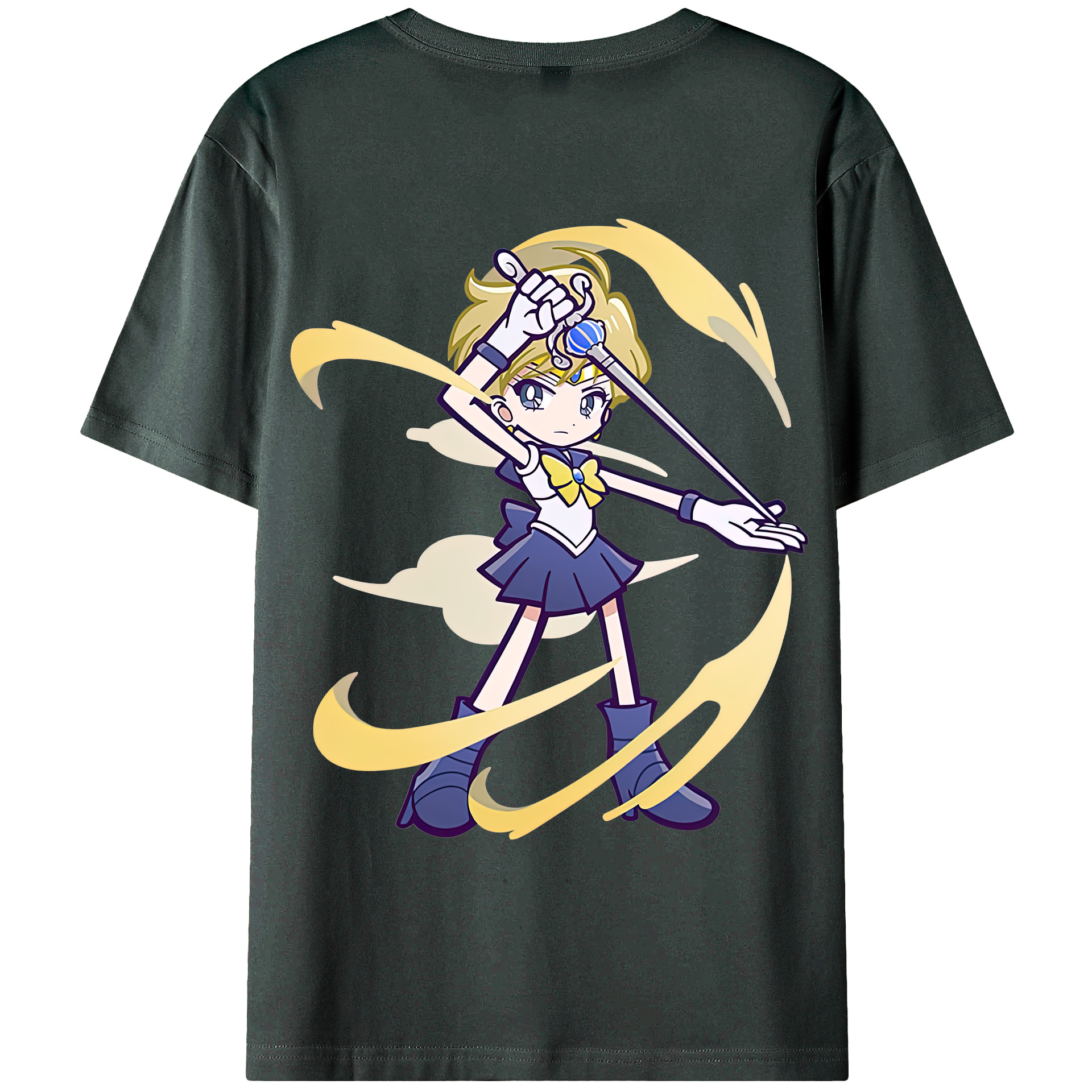 （画像用） 美少女戦士セーラームーン 天王はるか Sailor Moon Tenoh Haruka 綿100％ メンズ半袖Tシャツ（バックプリント） 通気性